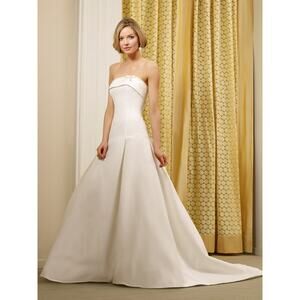 STEVEN BIRNBAUM Eloise Silk Strapless Aline Wedding Dress Size 8